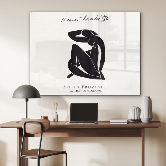 MuchoWow® Peinture sur verre 120x90 cm - Peinture sur verre acrylique - Femme - Abstrait - Zwart - Henri Matisse - Photo sur verre - Peintures