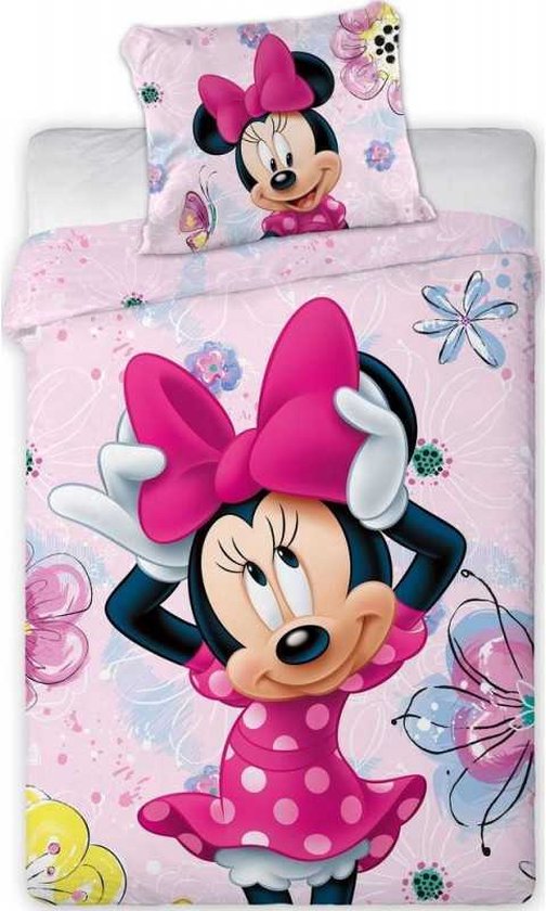 Housse de couette Disney Minnie Mouse 140 x 200 cm - Housse de couette simple Disney - 100% Katoen
