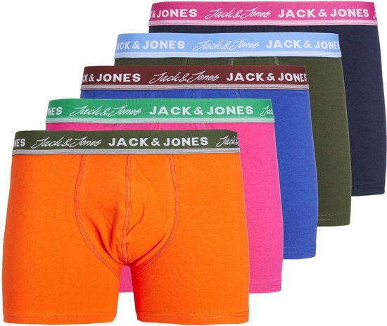 Jack&Jones Heren 5-Pack Trunk Red Orange Surf the web Navy Blazer Pink yarrow Kombu green S