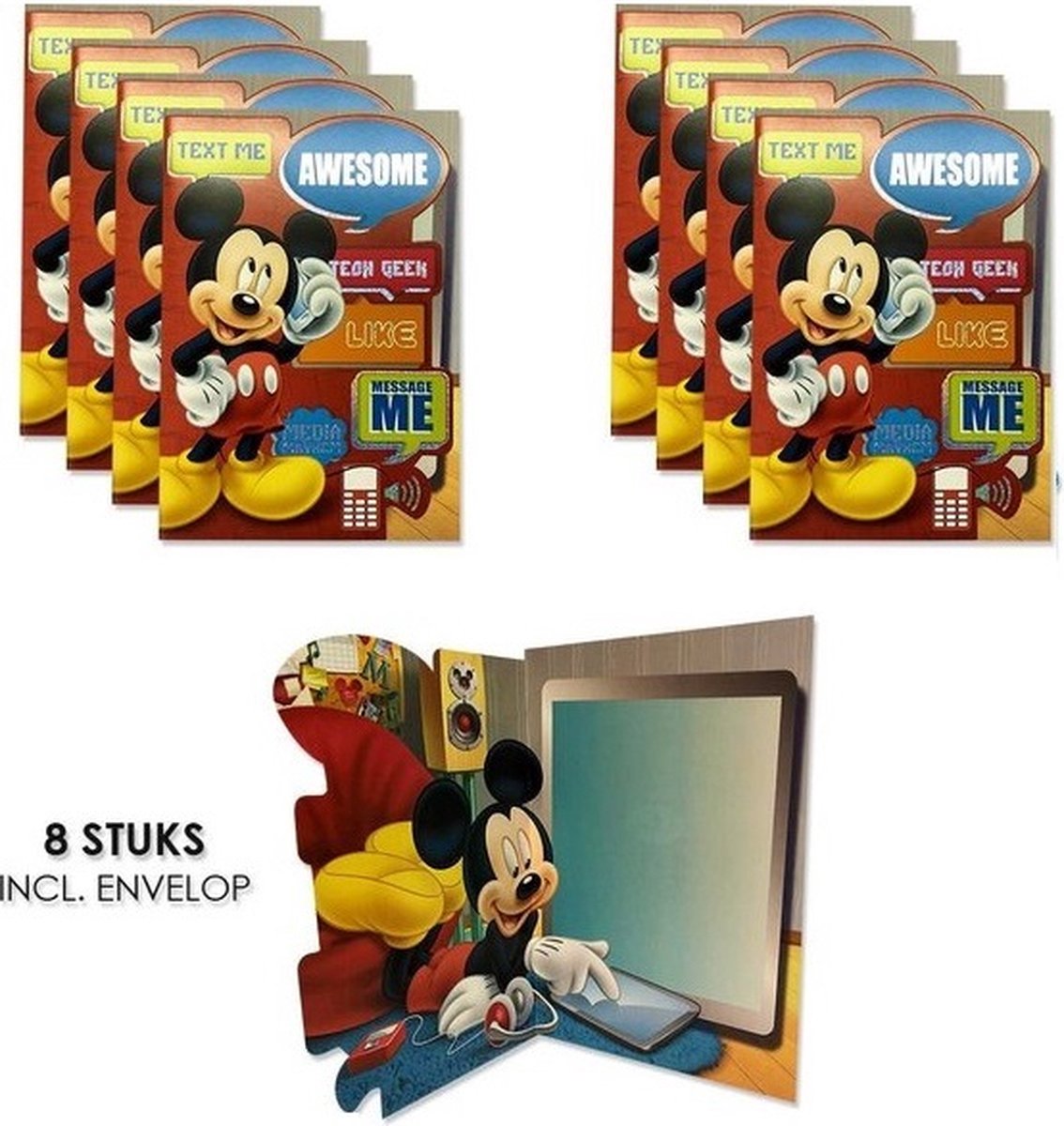 Disney - Mickey Mouse - Uitnodigingen met envelop - uitnodigingskaarten - 8  Kaarten... | bol.com
