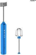 Draadloze Melkopschuimer & Mini Staafmixer – Mini Staafmixer RVS – Elektrische Melkopshuimer – Werkt op Batterijen – Melk Opkloppen & Whipped Cream & Puree – Blauw
