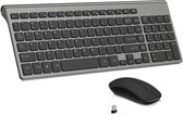 ElementKey V12 Draadloze Toetsenbord + Muis Set – 1600DPI - Compact  - 2.4G – Ultradun – Ergonomisch – Multimediasneltoetsen - Grijs