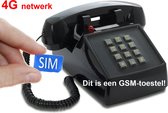OPIS Push-Me-Fon 4G MOBILE - Retro telefoon voor het 4G mobiele netwerk (SIM-kaart) - zwart