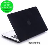 Lunso Geschikt voor MacBook Air 13 inch (2018-2019) cover hoes - case - Glanzend zwart