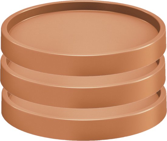 Foto: 3x stuks plantenonderzetter multiroller rond terracotta kunststof 30 cm trolleys voor kamerplanten