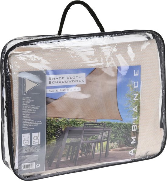 Schaduwdoek - driehoek - creme/beige - 3.6 x 3.6 x 3.6 meter - Zonwering