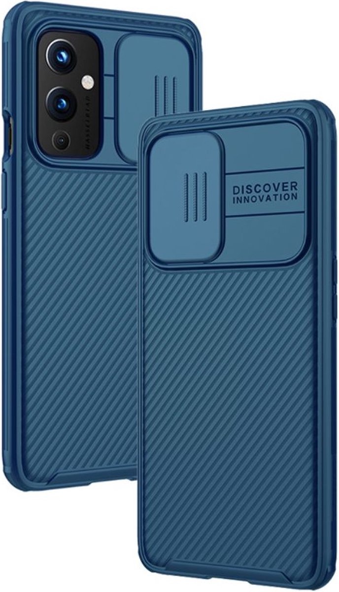 Geschikt voor Nillkin CamShield OnePlus 9 Pro Hoesje met Camera Slider Blauw