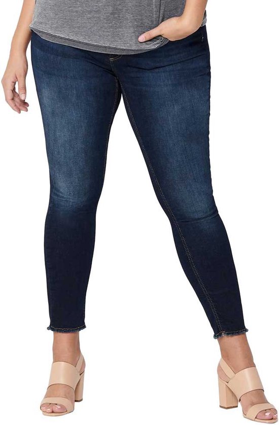 ONLY CARMAKOMA - CARWILLY LIFE REG SK ANK RAW REA4342NOOS - Denim Dark Blue - Femme - Taille W48XL32