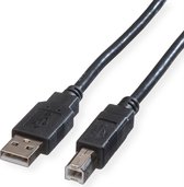 ROLINE USB 2.0 kabel, type A-B, zwart, 0,8 m
