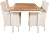 Ensemble salon de jardin Panama table 90x160/240cm et 4 chaises Malin blanc, naturel.