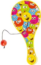 Batje Met Bal Smileys - 12 Cm - Geel - Speelgoed - Uitdeelcadeautjes voor Kinderen - Binnenspeelgoed - Buitenspeelgoed