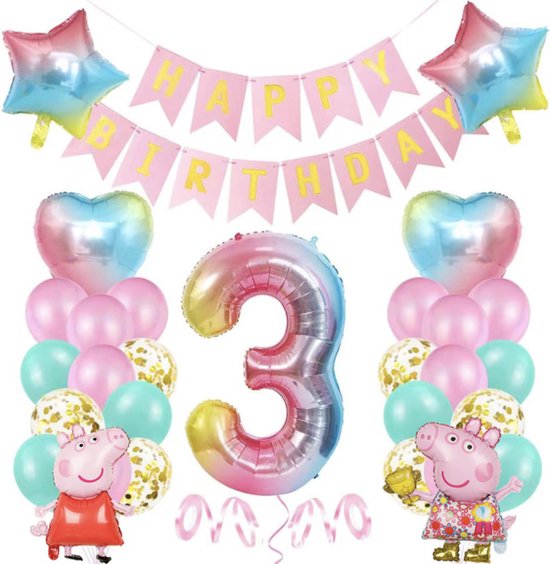 Pack de Fête Peppa Pig - 3 ans - 34 pièces - Fête Peppa Pig Peppa