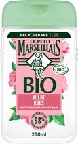 Le Petit Marseillais Bio Rose Sauvage gel douche rafraîchissant, formule certifiée biodégradable, testé sous contrôle dermatologique, 250 ml