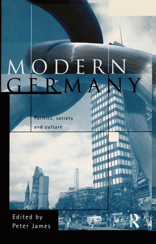 Couverture du livre 'Modern Germany' avec un collage bleu d'architecture berlinoise, incluant l'église du Souvenir.