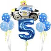 Politieauto - Verjaardag: Leeftijd 5 Jaar - Folieballon - Auto ballonnen set - Thema feest Politie - Kinderfeestje - Auto Ballon - Feest Decoratie -