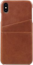 GadgetBay Synthetisch leer kaarthouder hoesje iPhone XS Max case - Bruin
