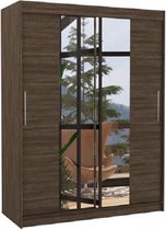 Armoire - Ines - Miroir - Roomy - 2 portes coulissantes - étagères - tringle à vêtements - 150 cm