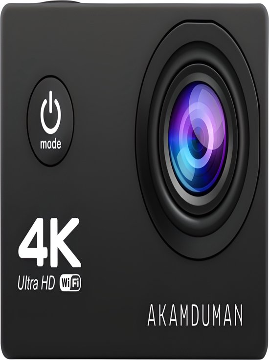 Akamduman® - Action Camera - Gopro - Vlog camera - Dashcam - Beeldstabilisatie - Actiecamera - Onderwatercamera - 4K - 30Fps - Inclusief 64 GB SD kaart en Accessoires