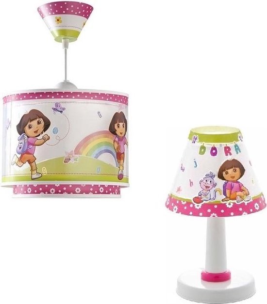 Nickelodeon - Dora Explorer - Hanglamp + Tafellamp - Lamp kinderkamer - PROMO pack.