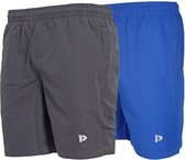 2-Pack Donnay Micro Fibre Short (Ian) - Sportbroek - Heren - maat L - Charcoal & Royal blue