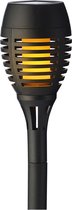 Bol.com Set van 4x stuks Solar tuinfakkels/tuinlampen/lichtjes met vlam-effect op zonne-energie van 27 cm - Prikspots tuinverlic... aanbieding