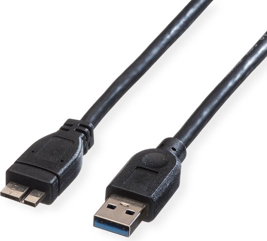 ROLINE USB 3.2 Gen 1 kabel, type, A M - Micro B M, zwart, 0,15 m