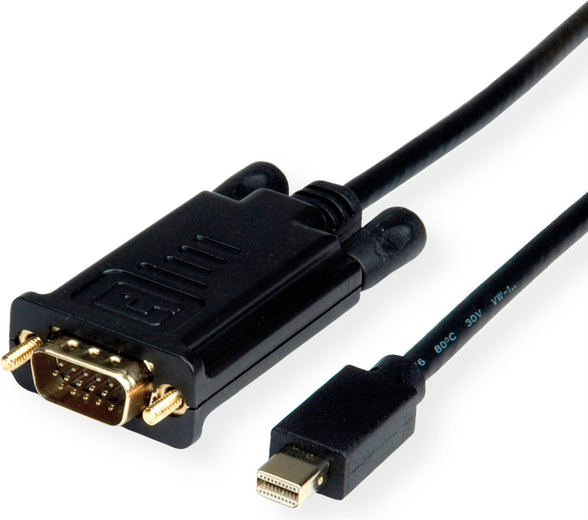 ROLINE Cable Mini DisplayPort - VGA, Mini DP M - VGA M, zwart, 1,5 m