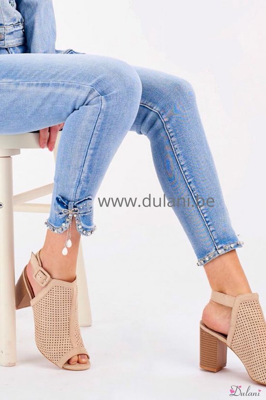 Broek met hoge taille en strikje aan de zijkant enkels jeans 38 | bol.com