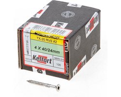 Kelfort Vlonderschroef platverzonken kop RVS A2 T20 4.0 x 40/24mm