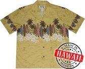 Hawaii Shirt - Blouse - Hemd "Boards at the Beach" - 100% Katoen - Aloha Shirt - Heren - Made in Hawaii Maat XL