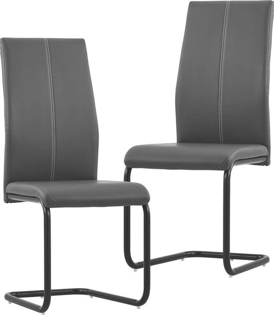 | vidaXL Eetkamerstoelen 2 st kunstleer grijs Eetkamerstoelen 2 st kunstleer grijs