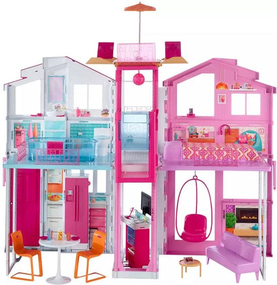 tiener biologie lof Barbie Malibu Huis Met 3 Verdiepingen - Barbiehuis | bol.com