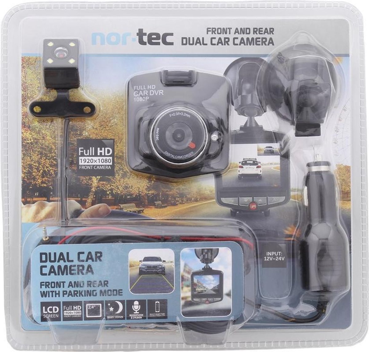 Nor-Tec dual dashcam voor auto - voor en achter - achteruitrijcamera |  bol.com