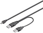USB Mini B naar 2x USB-A Y-kabel - USB2.0 - tot 1A / zwart - 0,50 meter