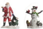 Kerstdorp figuurtjes kerstman en sneeuwpop 1