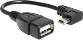 DeLOCK USB Mini B (m) haaks naar USB-A (v) OTG adapter - USB2.0 - tot 2A / zwart - 0,15 meter