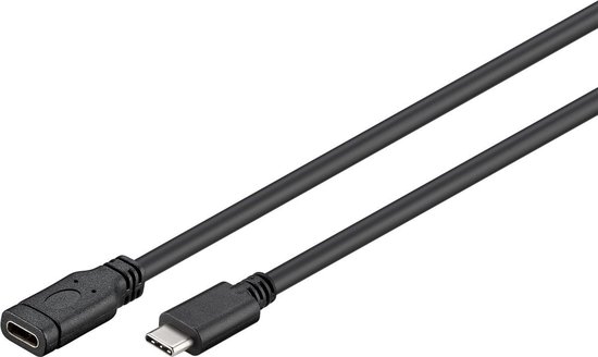 USB-C naar verlengkabel - USB3.0 - tot 20V/3A / zwart - 1 meter | bol.com