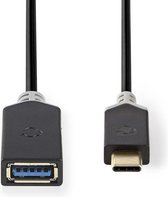 USB-Adapter | USB 3.2 Gen 1 | USB-C™ Male | USB-A Female | 5 Gbps | 0.15 m | Rond | Vernikkeld | PVC | Antraciet | Doos
