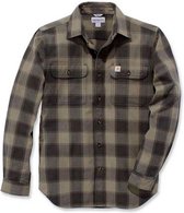 Hubbard Slim Fit Flannel Shirt Burnt Olive Heren XL