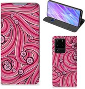 Bookcase Geschikt voor Samsung Galaxy S20 Ultra Swirl Pink