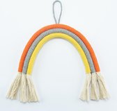 Regenboog macramé – oranje/grijs/geel