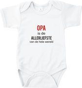 Rompertjes baby met tekst - Opa is de allerliefste van de hele wereld - Romper wit - Maat 74/80