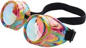 Steampunk bril - caleidoscoop bril - goggle - big flower - regenboog
