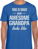 Awesome Grandpa / opa cadeau t-shirt blauw heren - Vaderdag L