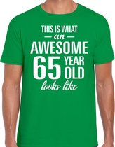 Awesome 65 year / 65 jaar cadeau t-shirt groen heren L