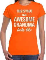 Awesome grandma / oma cadeau t-shirt oranje dames 2XL