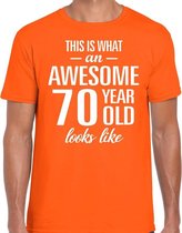 Awesome 70 year / 70 jaar cadeau t-shirt oranje heren L