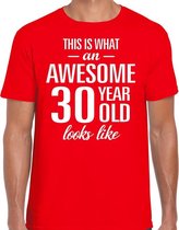 Awesome 30 year / 30 jaar cadeau t-shirt rood heren S