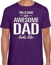 Awesome Dad cadeau t-shirt paars heren - Vaderdag  cadeau L