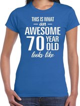Awesome 70 year / 70 jaar cadeau t-shirt blauw dames M